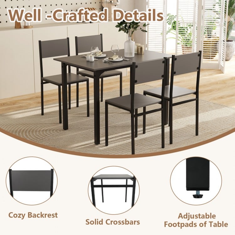 5 Piece Dining Table Set Industrial Style Kitchen Table and Chairs for 4-Grey