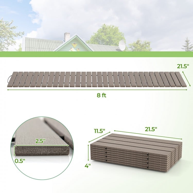 8 Ft Outdoor Garden Pathway Patio Roll Out Straight Walkways with Metal Wire Connection-M