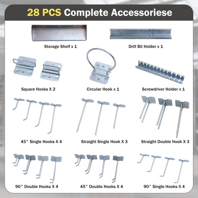 Wall-Mounted Pegboard Kit with 3 Pegboards for Garage Workshop-Black