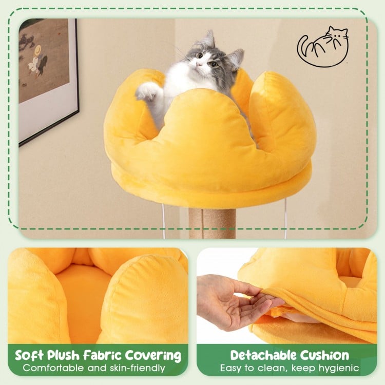 45 Inch Multi-Level Cat Tree with Plush Padded Top Perch and Fruit-Shaped Platforms
