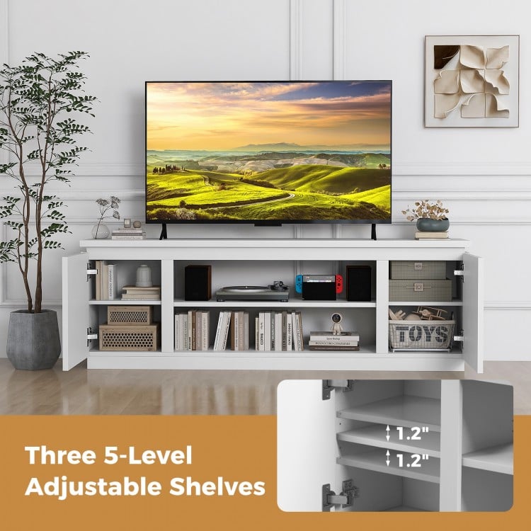TV Cabinet with 3 Adjustable Shelves and Anti-Tipping Kits for TVs up to 80 Inch-White