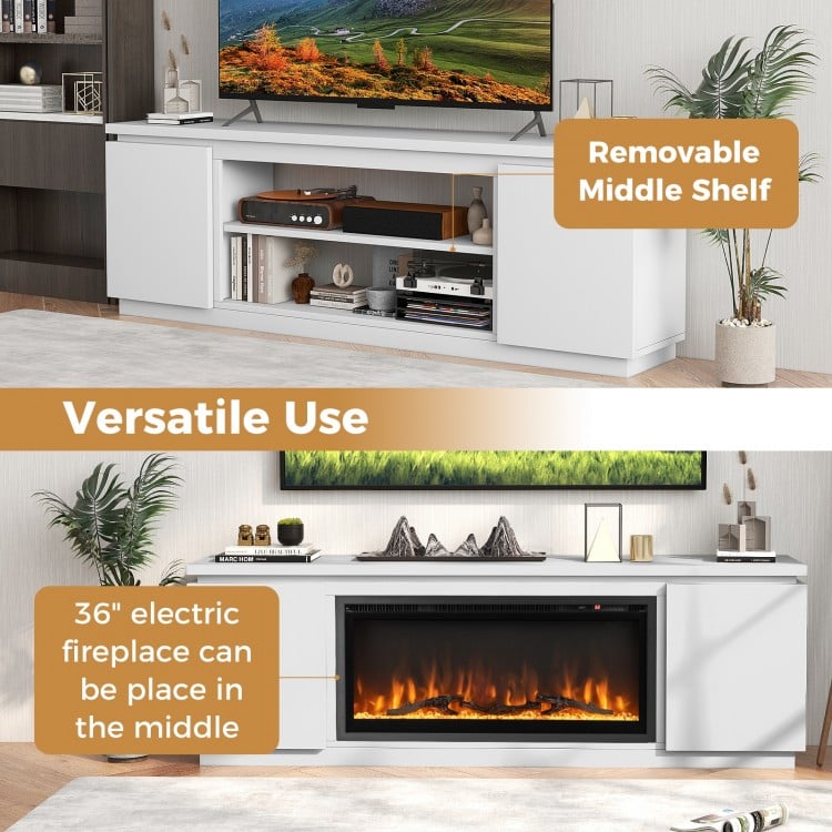TV Cabinet with 3 Adjustable Shelves and Anti-Tipping Kits for TVs up to 80 Inch-White