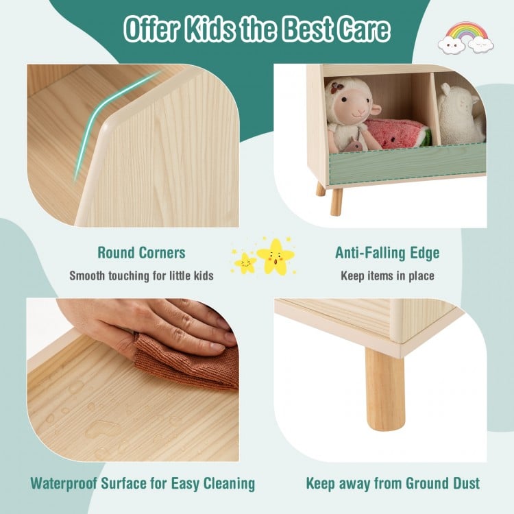 5-Cube Kids Bookshelf and Toy Organizer with Anti-Tipping Kits-Oak