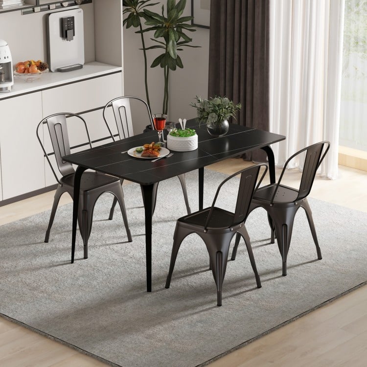 Metal Dining Chairs Set of 4 with Removable Backrest for Dining Room Restaurant Living Room-Gun