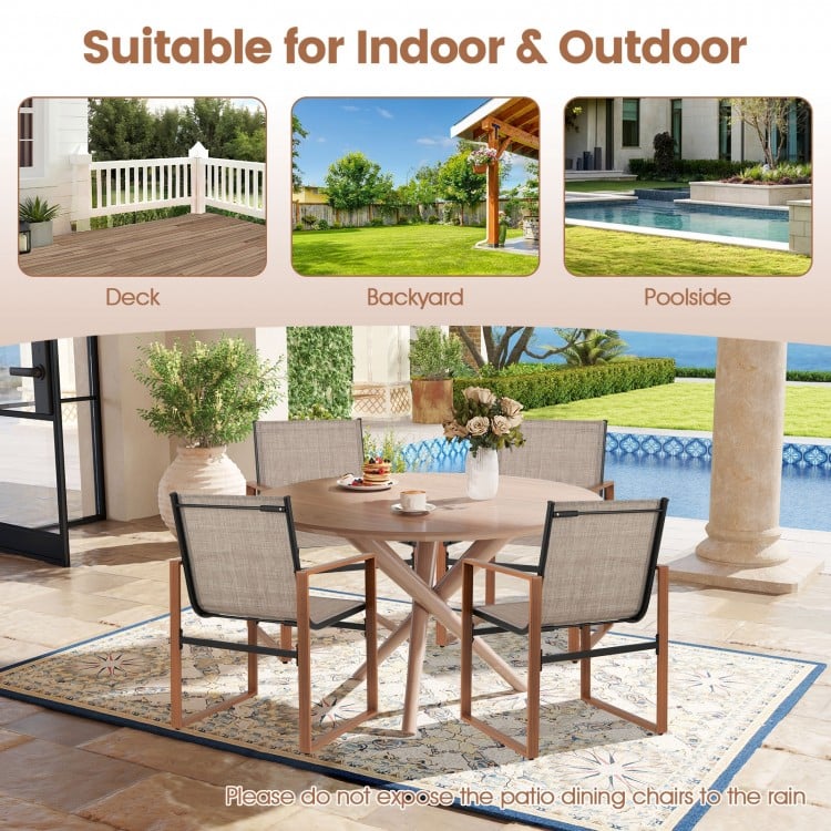 Outdoor Dining Chairs with Breathable Seat and Backrest Set of 2-Brown