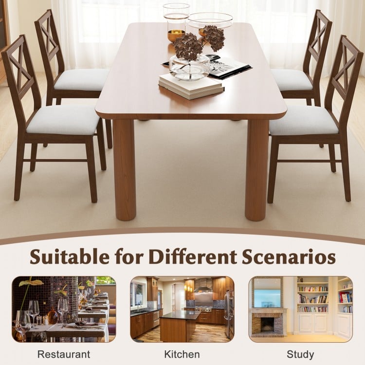 Upholstered Side Dining Chairs Set of 2 with Rubber Wood Frame-Brown