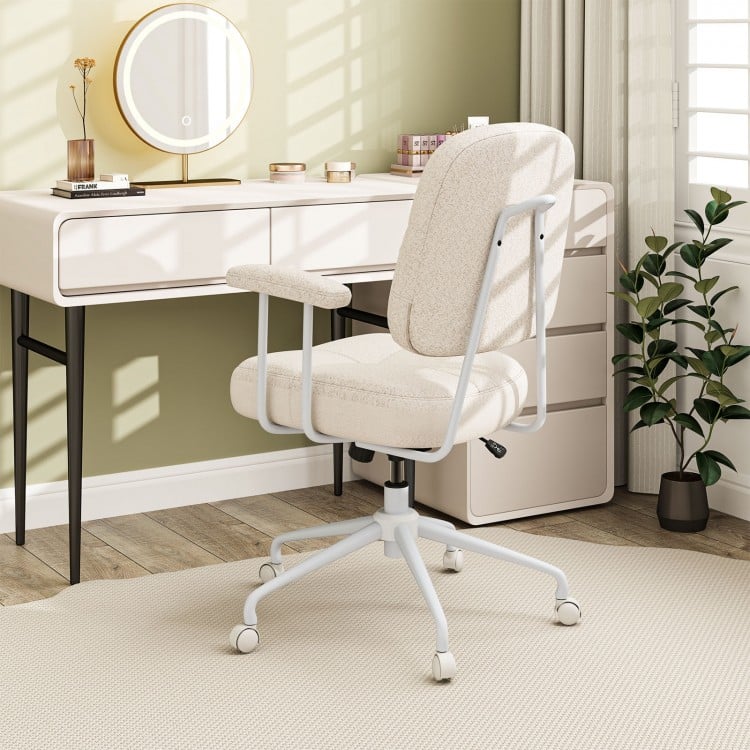 Leathaire Upholstered Task Home Office Chair with Cushioned Back-Beige
