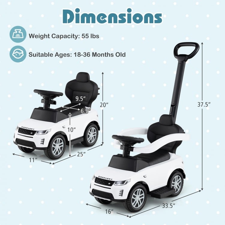 3 in 1 Push Car with Removable Handle and Guardrail for Kids 18-36 Months Old-Pink