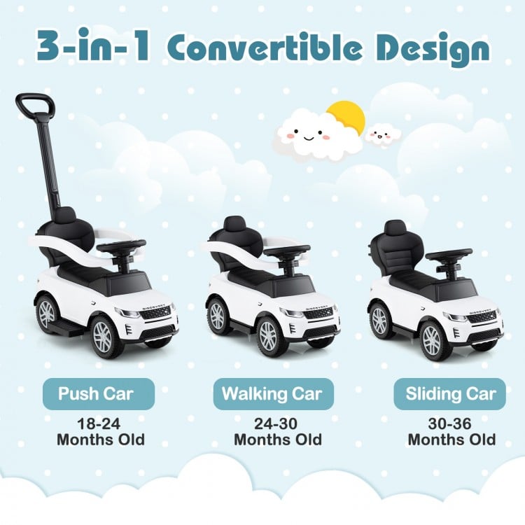 3 in 1 Push Car with Removable Handle and Guardrail for Kids 18-36 Months Old-Pink