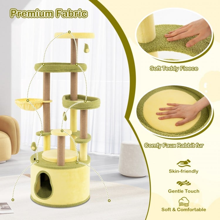 Large Avocado Cat Tree Multi-level Cat Tower with Private Condo-Green