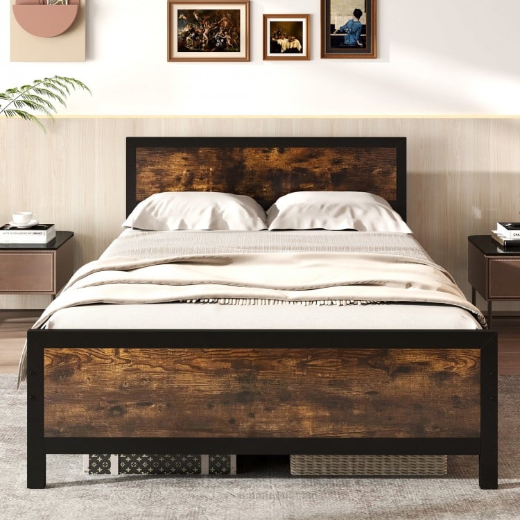 Metal Bed Frame with Headboard and Footboard-Full Size
