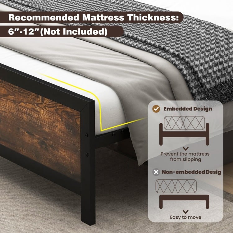 Metal Bed Frame with Headboard and Footboard-Full Size