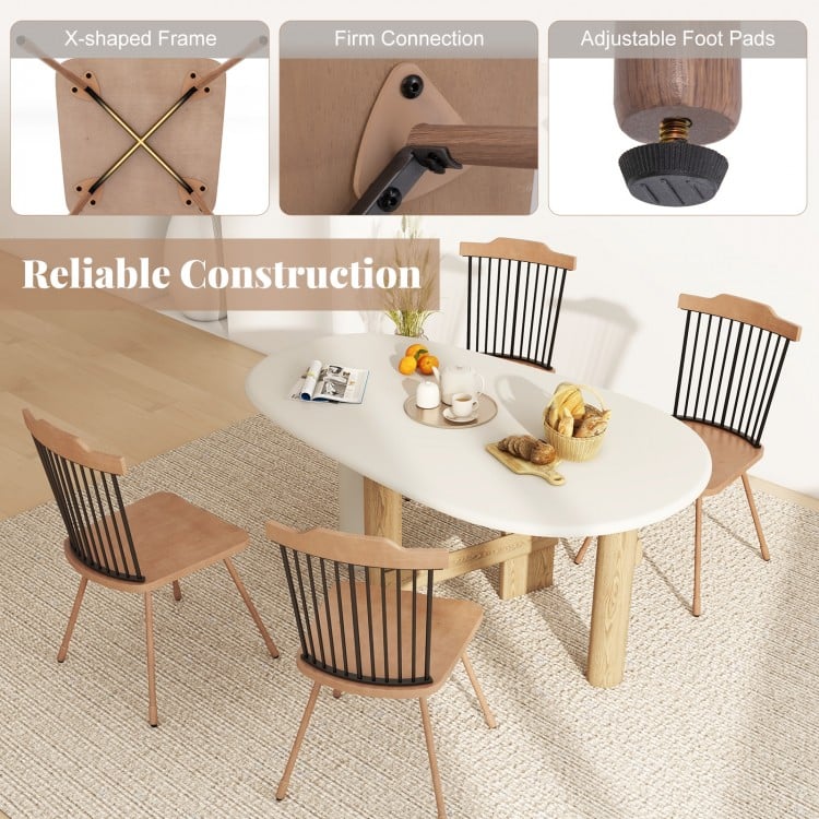 Dining Chair with Spindle Back and Ergonomic Contoured Seat Set of 2-Natural