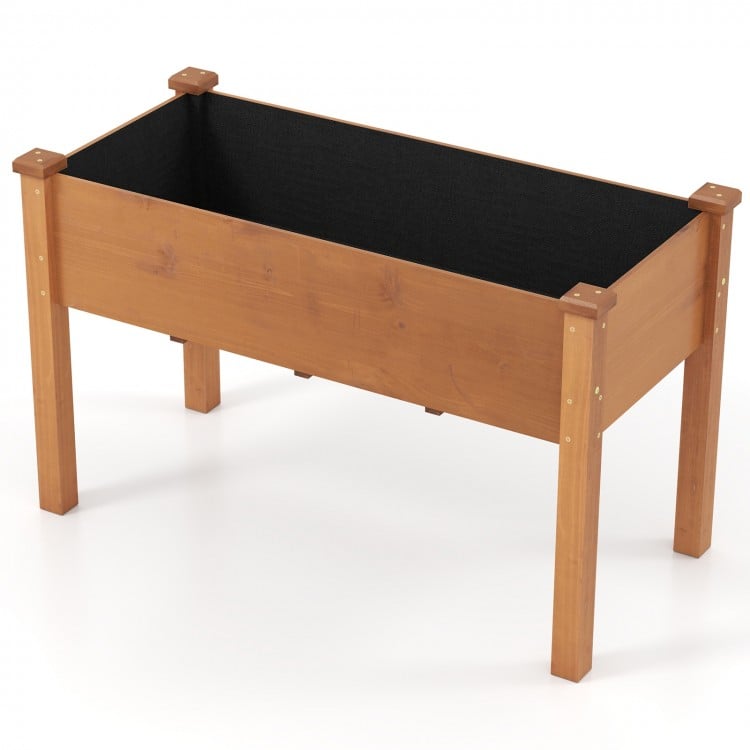 Raised Garden Bed with Legs and Drainage Holes for Backyard-Brown