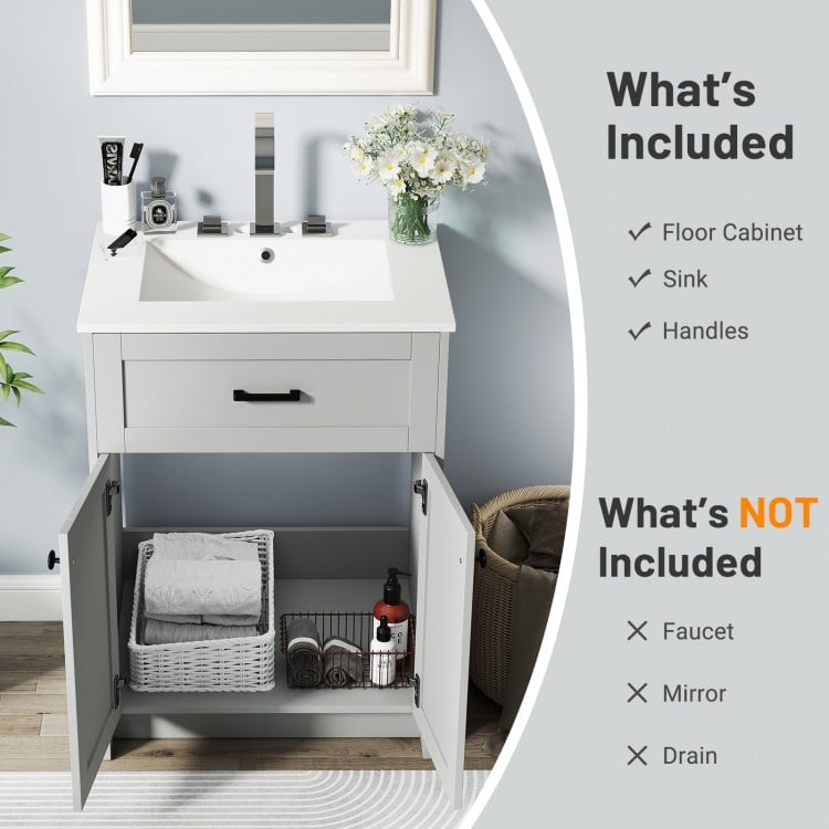 Bathroom Vanity Unit with Basin and 2 Doors-Gray