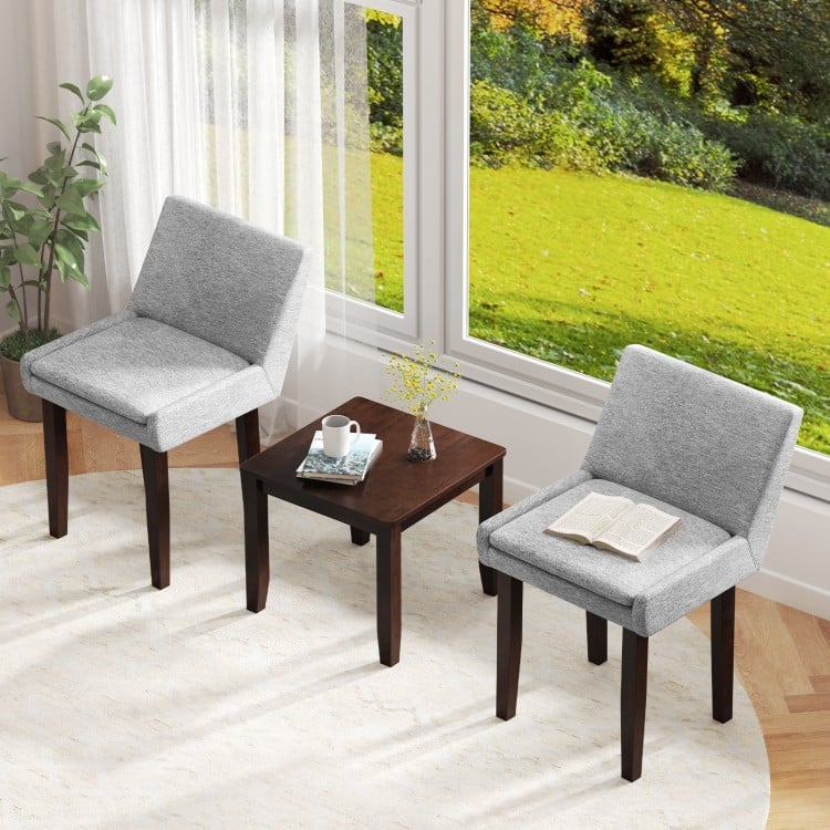 3-Piece Accent Table and Chair Set for Kitchen and Living Room-Brown & Gray
