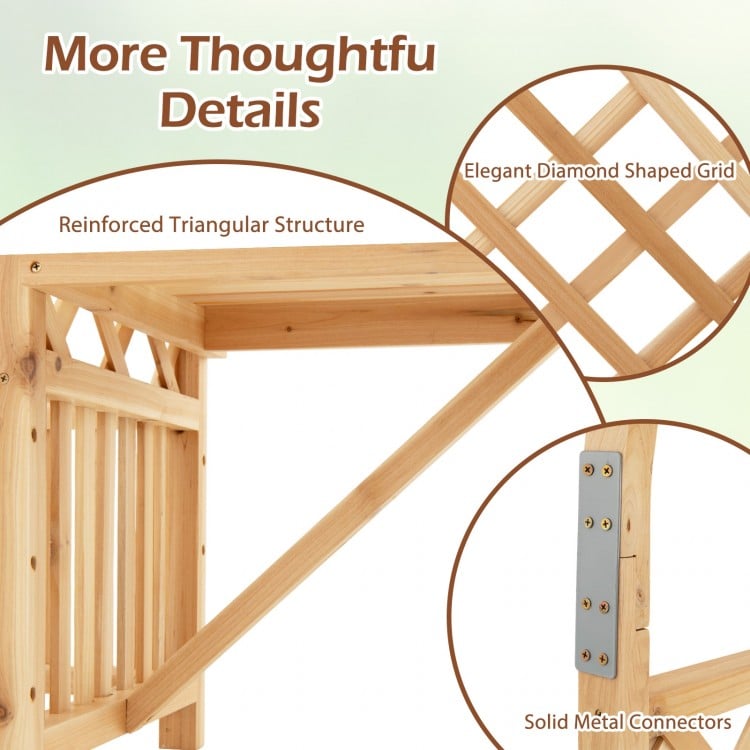 Garden Bench Arbor Arch Wooden Garden Arbor for Climbing Plants-Natural