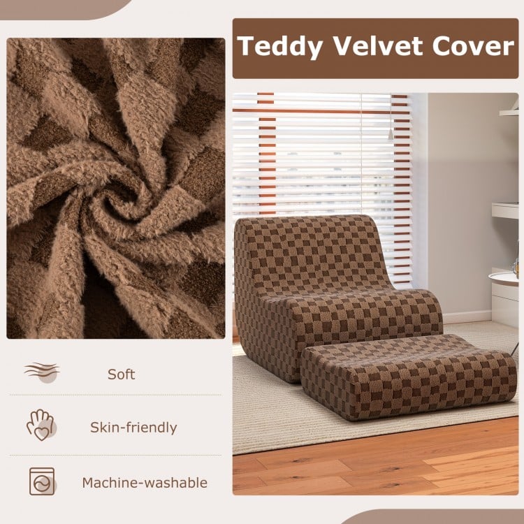 Bean Bag Chair with Ottoman and High Elasticity Sponge-Brown