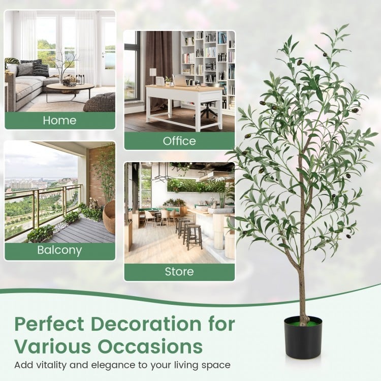 4.5 Feet Tall Artificial Olive Tree Fake Potted Trees with Realistic Fruits-Set of 2