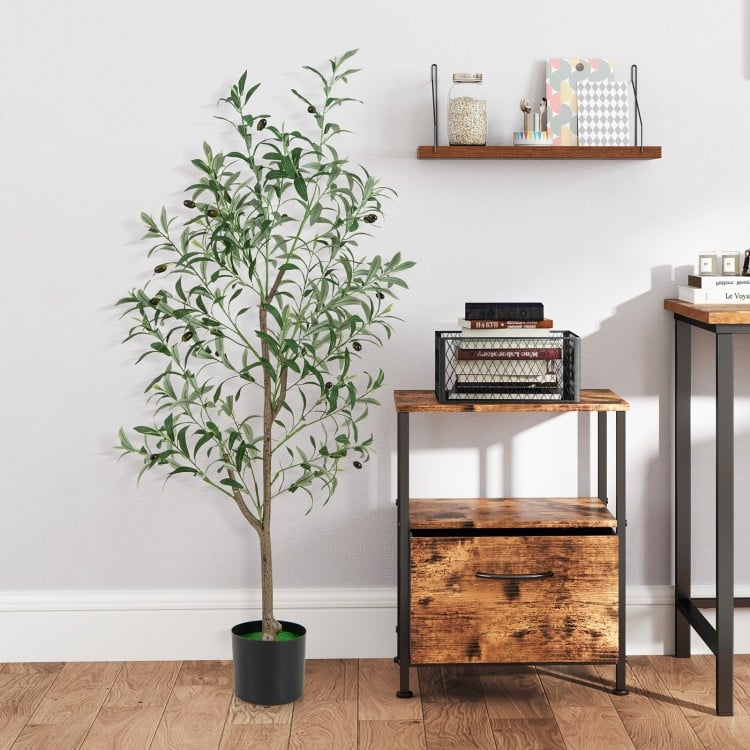 4.5 Feet Tall Artificial Olive Tree Fake Potted Trees with Realistic Fruits-Set of 2