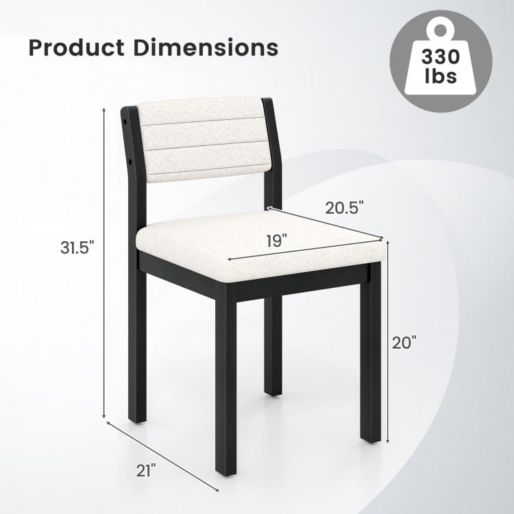 Set of 2 Dining Chairs Sherpa Upholstered Armless Chair with Wood Frame-White