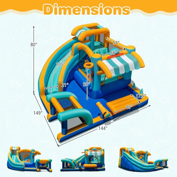 Inflatable Water Slide Bounce House Kids Jump Castle with 680W Blower