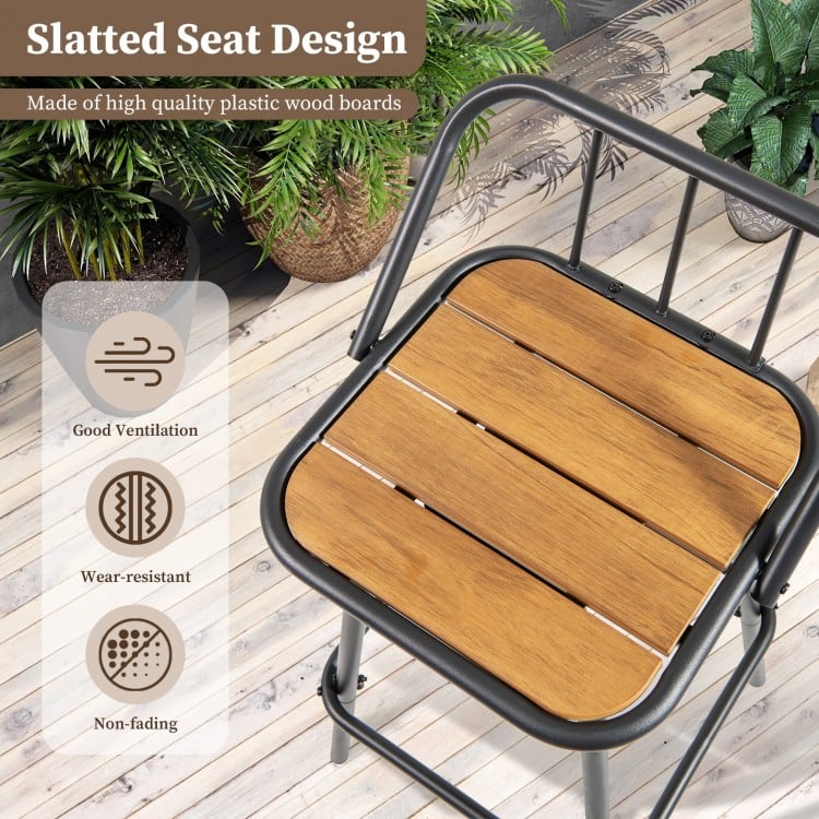 360° Swivel Bar Stool Set of 2 with Footrest and Backrest-Balck & Natural
