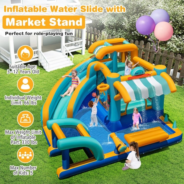 Inflatable Water Slide Bounce House Kids Jump Castle with 680W Blower