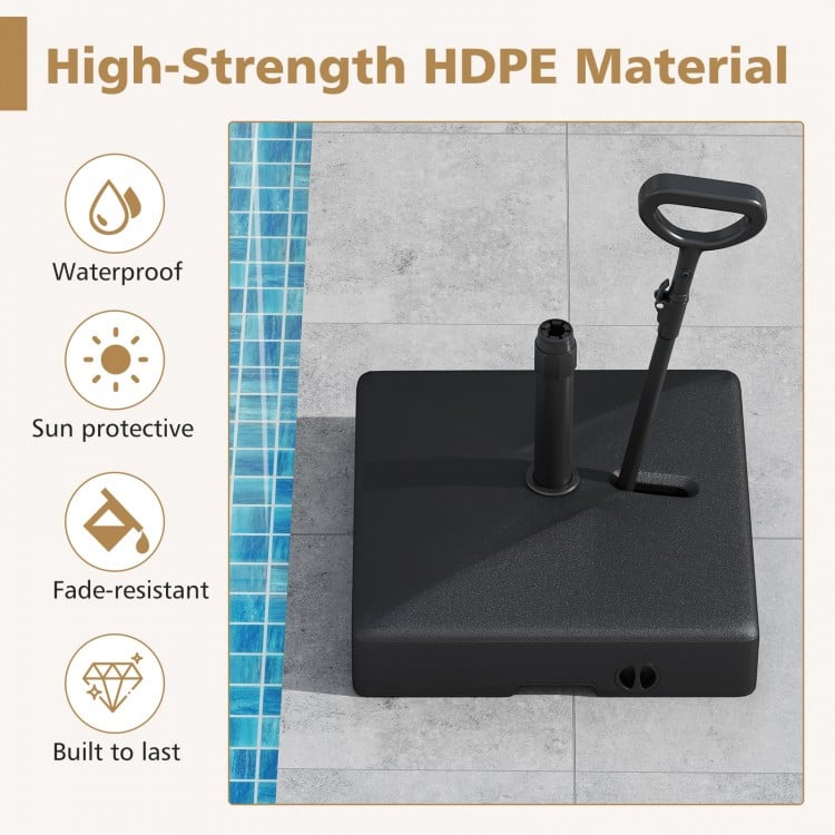 Mobile Patio Umbrella Base Water Sand Fillable Market Table Umbrella Stand with 3 Wheels-Black