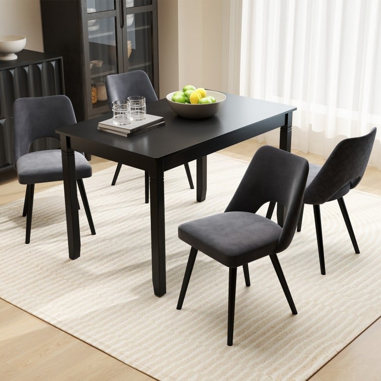 48-Inch Wooden Dining Table for 4 People Rectangular Kitchen Table with Rubber Wood Legs-Black