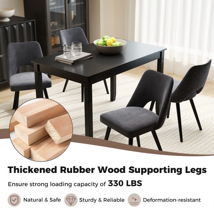 48-Inch Wooden Dining Table for 4 People Rectangular Kitchen Table with Rubber Wood Legs-Black