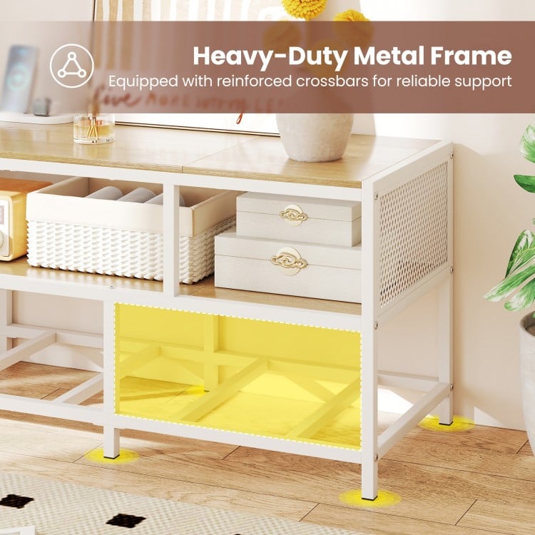 TV Stand for TVs up to 65 Inches with Power Outlets USB Charging-Natural