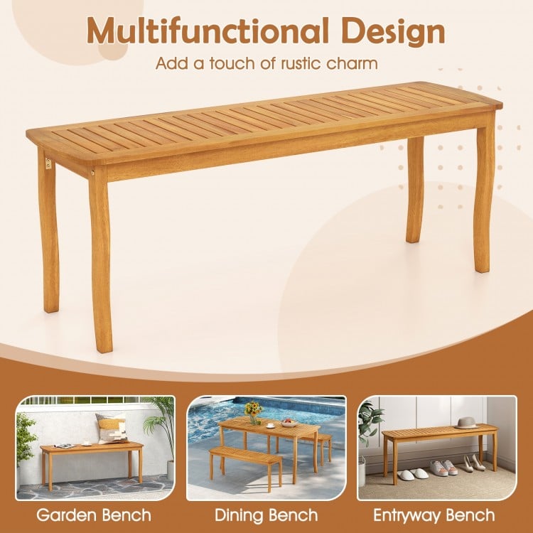 Acacia Wood Outdoor 48" Long Patio Dining Bench-2 Pieces