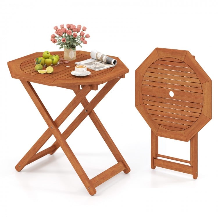 Octagon Folding Patio Table with 2 Inches Umbrella Hole