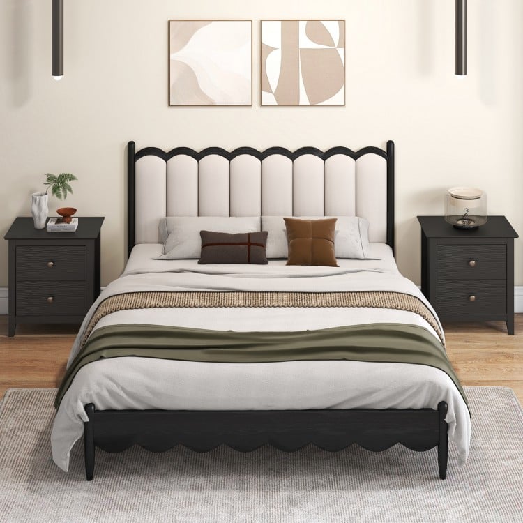 Modern Nightstand with 2 Drawers for Small Spaces-Black