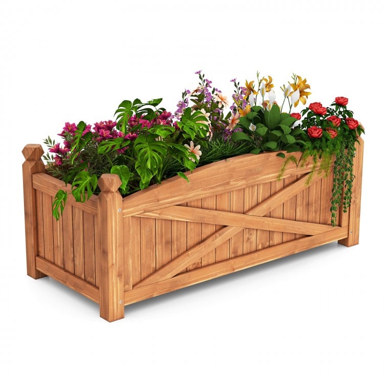 Wooden Raised Garden Bed Drainage Holes for Patio Garden-L