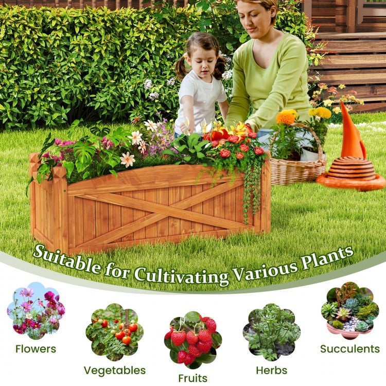 Wooden Raised Garden Bed Drainage Holes for Patio Garden-L