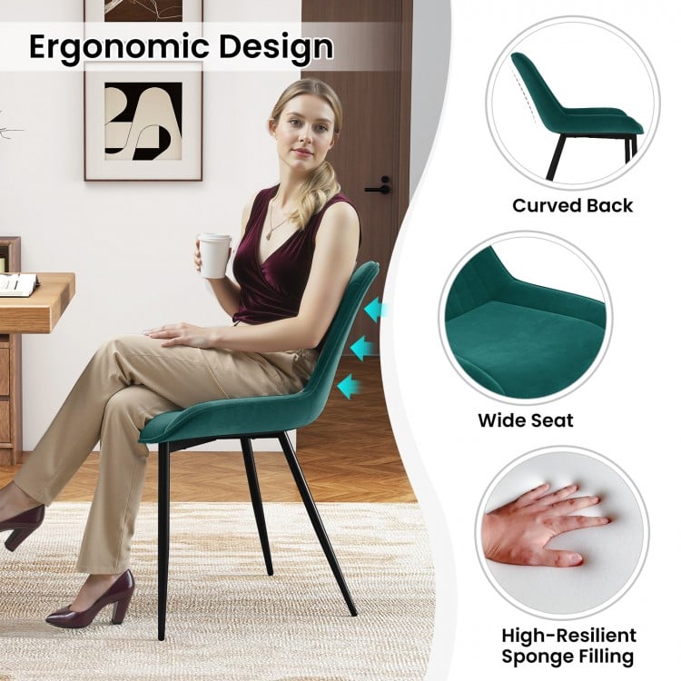 Dining Chair Set of 4 Faux Leather Upholstered Kitchen Chairs with Metal Legs-Turquoise