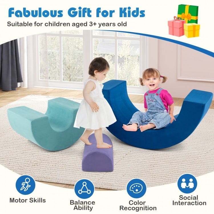Rainbow Arc Climber Playset Foam Climbing Blocks with Machine Washable Covers-Multicolor