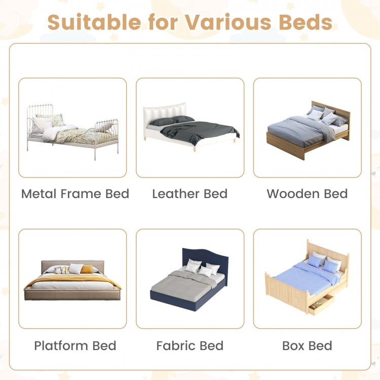 71-Inch Foldable Bed Rail Swing Down Baby Bed Guard Rail with Adjustable Safety Strap-Blue