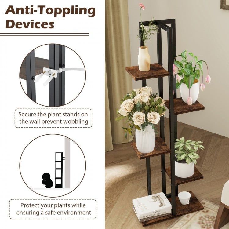 3 Pieces Tall Wood Plant Stand Set 4+5+6-Tier Indoor Flower Stands-Rustic Brown