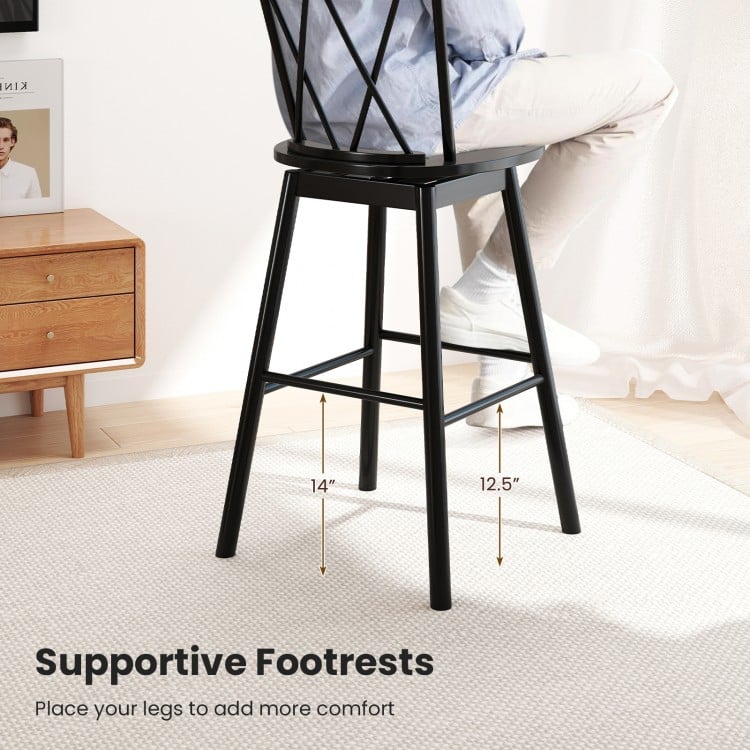 Set of 2 Windsor Bar Stool with Ergonomic Backrest and Footrests-29 inches