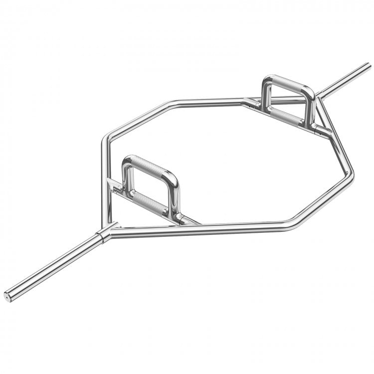 Olympic Hex Trap Bar with 2 Spring Collars and Foldable Handle-Silver