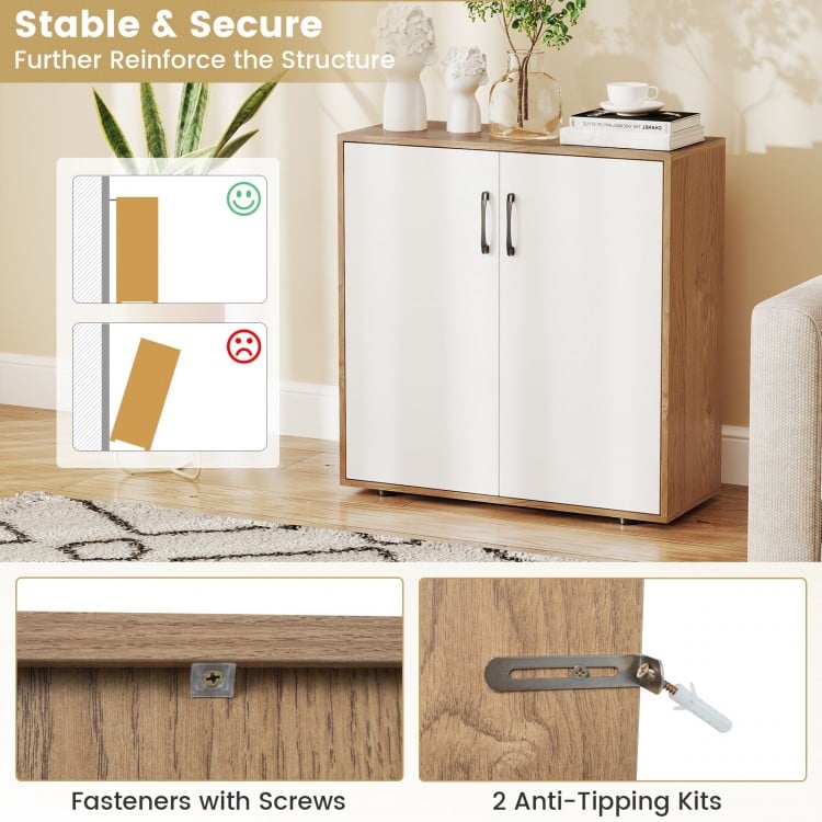 Coffee Bar Cabinet with 5-Position Adjustable Shelf for Living Room Dining Room-Natural