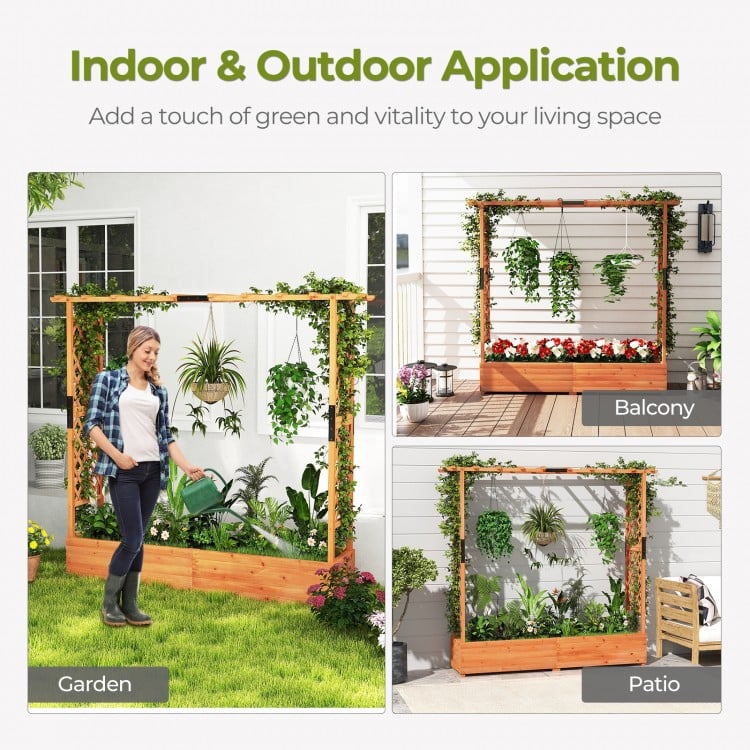 Raised Garden Bed with Arch Trellis and Hanging Roof-Orange