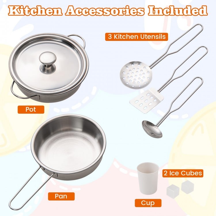 Pretend Play Kitchen for Kids Aged 3+ with Real Sounds and Lights-White