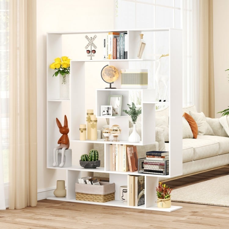 7-Tier Bookshelf Open Display Shelf Rack for Home Office-White