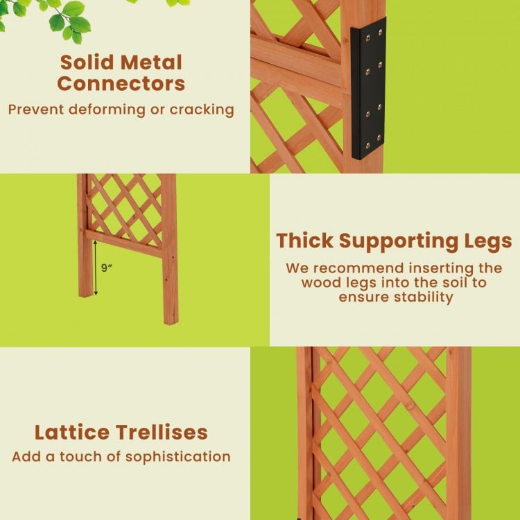 7.7 Feet Garden Arch Wooden Arbor for Climbing Plants