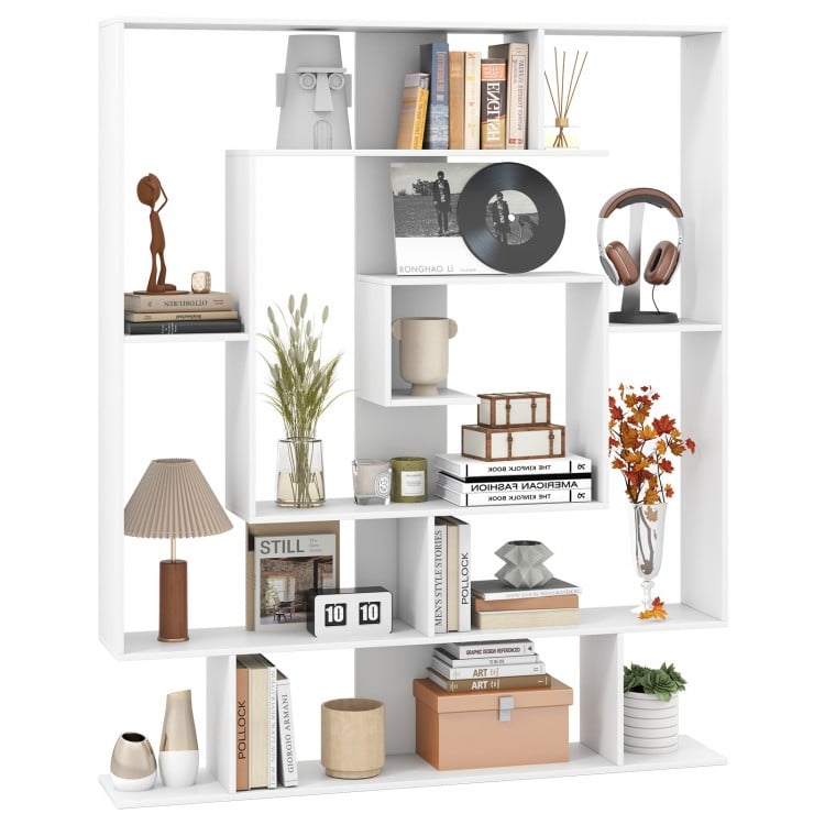 7-Tier Bookshelf Open Display Shelf Rack for Home Office-White