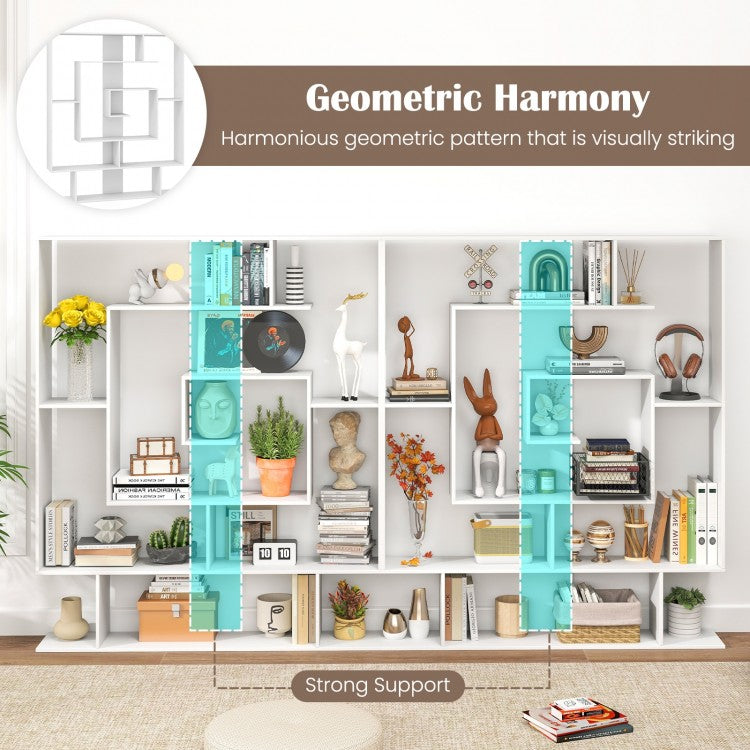 7-Tier Bookshelf Open Display Shelf Rack for Home Office-White